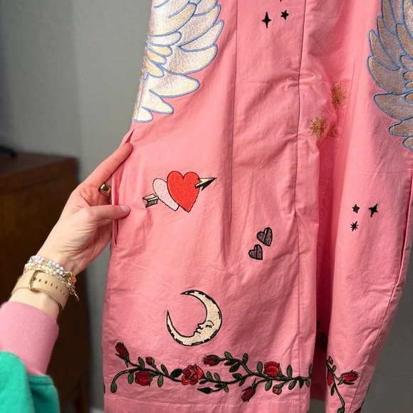 Anthropologie Maeve Pink Swan Embroidered Dress XS - Picture 6 of 10